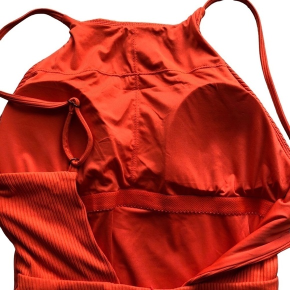 Andie Swim Asbury Rib One Piece Swimsuit Orange Sire Size Large - Picture 2 of 11